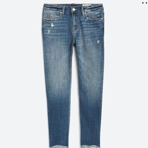 Cosmic Blue Love distressed crop jeans, Size 32
